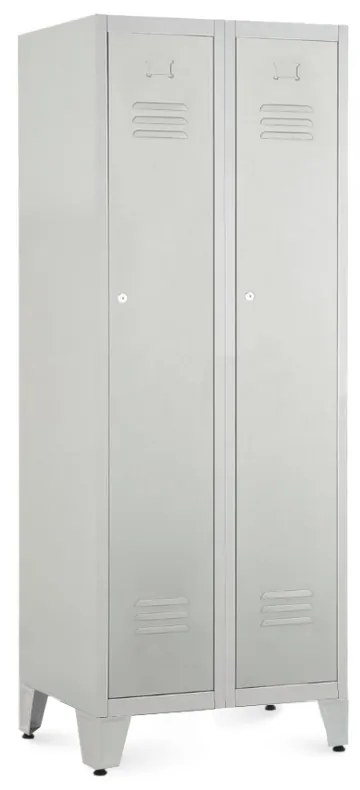 Dulap metalic, 60 x 50 x 161,5 cm, picioare reglabile, încuietoare cilindrică, gri deschis - ral 7035