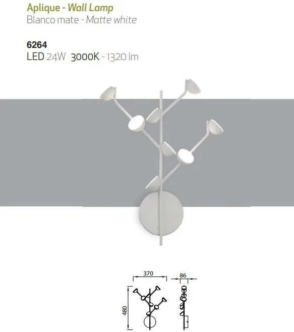 Aplica de perete LED design modern ADN alb Medium