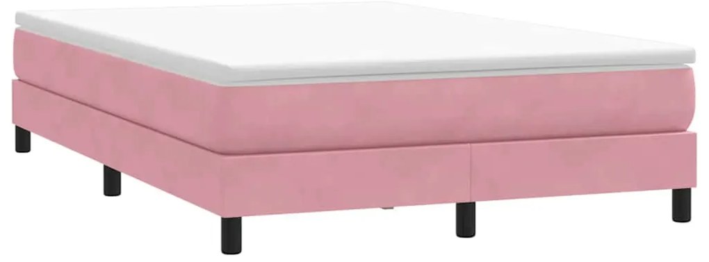 vidaXL Pat cu arcuri fără saltea roz 140x210 cm catifea