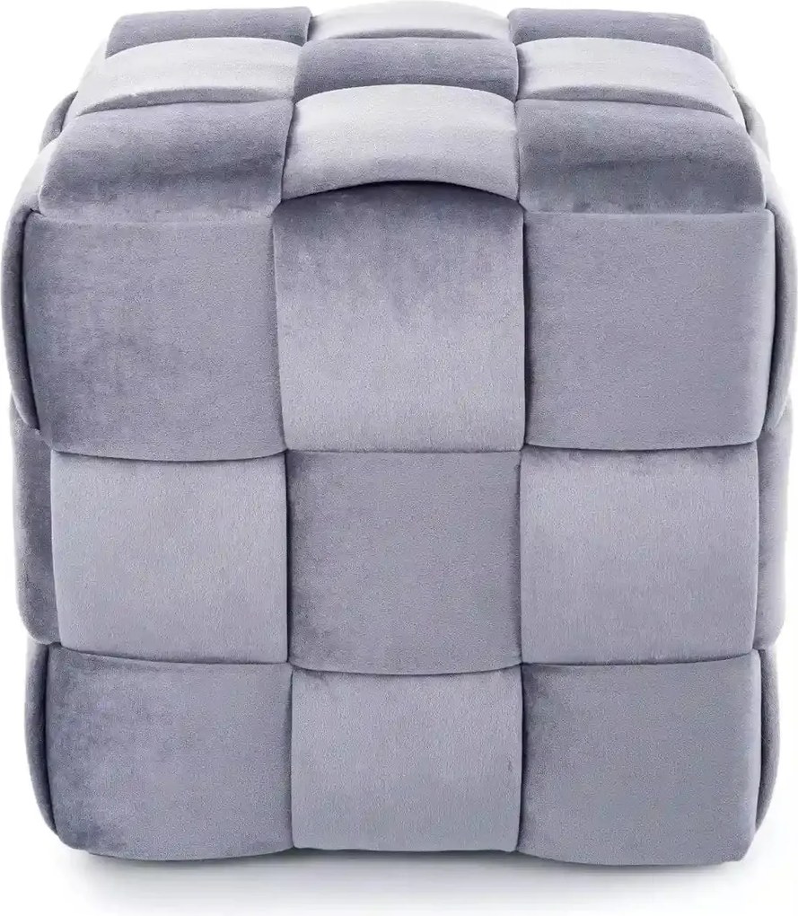 Taburet CASEL, gri, stofa catifelata, 42x42x42 cm
