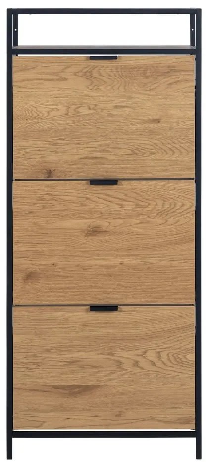 Pantofar în culoare naturală cu deschidere înclinată cu aspect de lemn de stejar Seaford – Actona