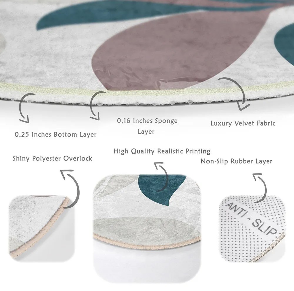 Covor rotund lavabil adecvat și pentru aspiratoare robot ø 120 cm Comfort – Mila Home