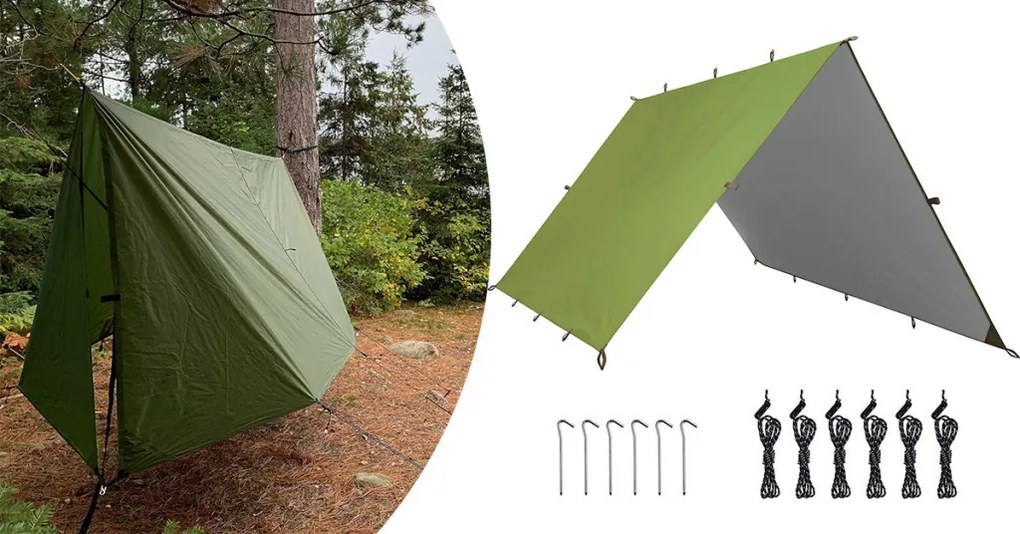 Prelata impermeabila de 3x3 metri pentru camping, cu geanta cadou