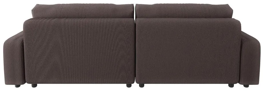 Colțar maro extensibil cu tapițerie din catifea reiată (cu colț variabil) Sara – Ropez