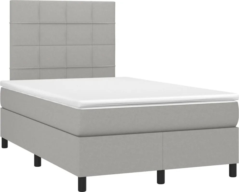vidaXL Pat box spring cu saltea, gri deschis, 120x190 cm, textil