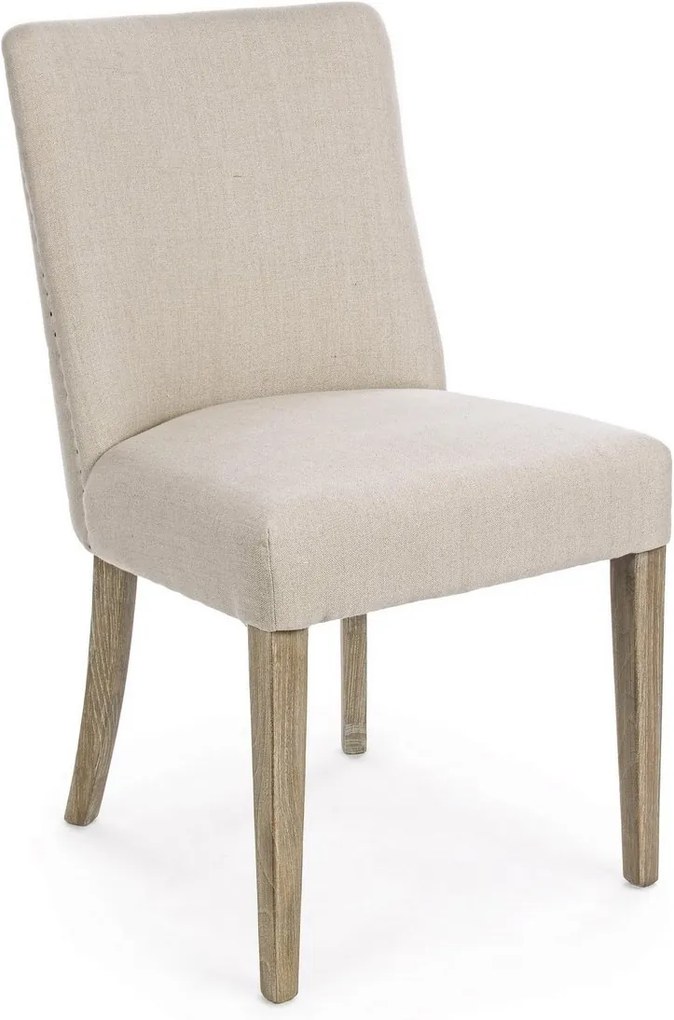 Scaun cu tapiterie din textil crem si picioare lemn maro Beatriz 48 cm x 57 cm x 88 h x 49 h