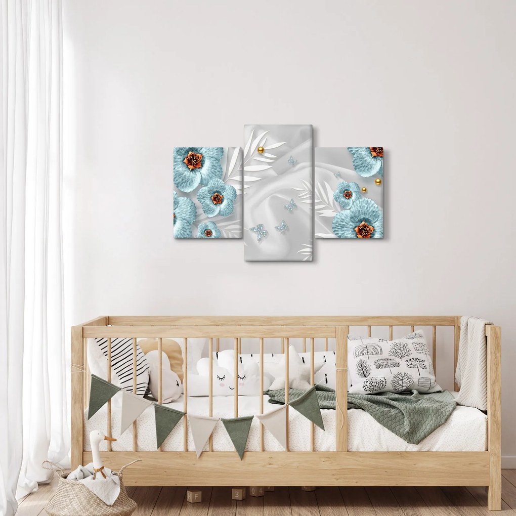 Tablou - 3D Flori albastre (90x60 cm)