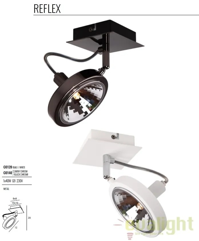 Spot aplicat directionabil design modern Reflex alb C0139 MX