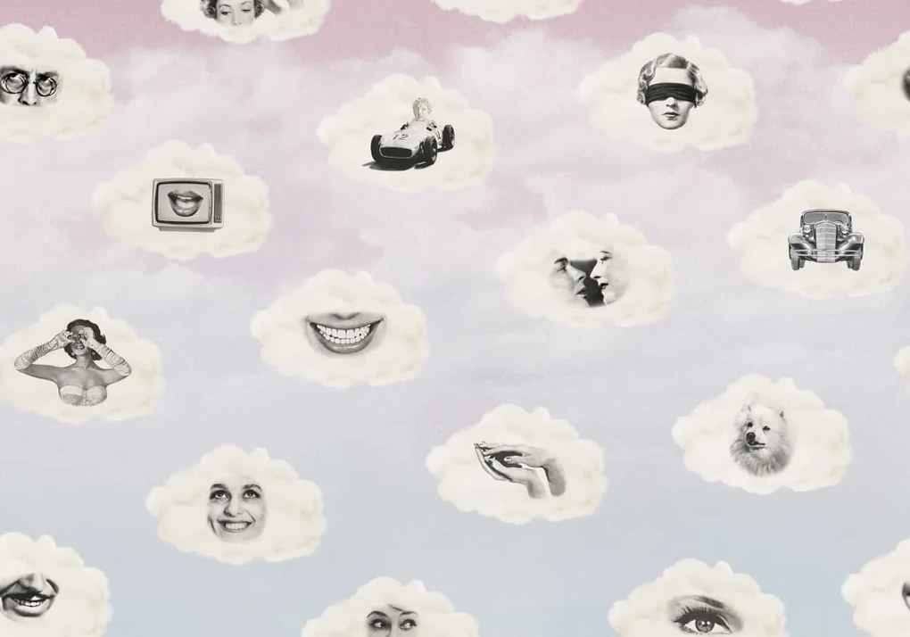 Fototapet, Retro Clouds, Pink, Rebel Walls