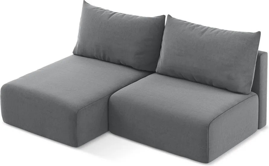 Colțar gri extensibil/cu spațiu de depozitare cu tapițerie din catifea (cu colț pe partea stângă/cu șezlong) Kalena – Makamii