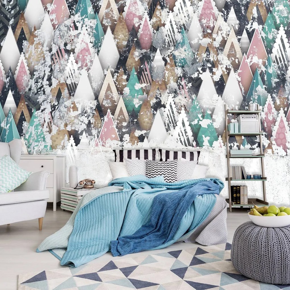 Fototapet - Ornament geometric - pe prete (254x184 cm)