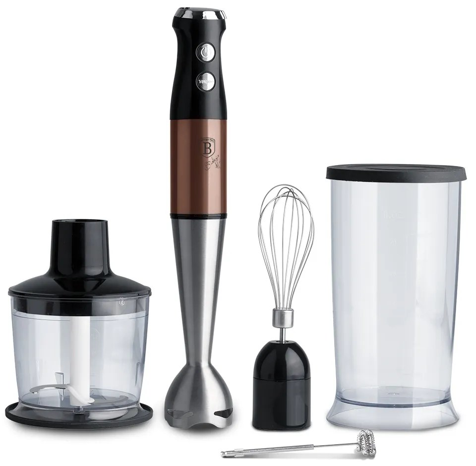 Set blender vertical, tocator si tel Rose Gold Metalic Line Berlinger Haus BH 9460