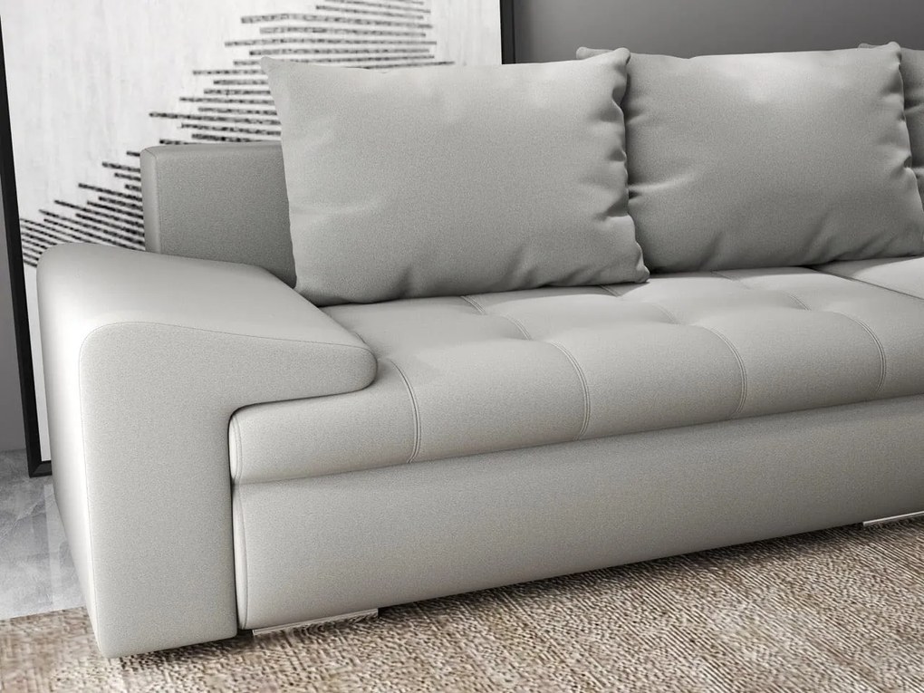 Colțar extensibil dumonde cu ladă de depozitare si sezut confortabil din spuma high-density, Leonardo Royal Gri 260x185 cm II