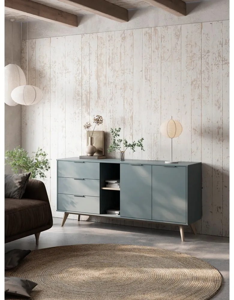 Comodă verde prăfuit 165x80x40 cm Pisco – Marckeric