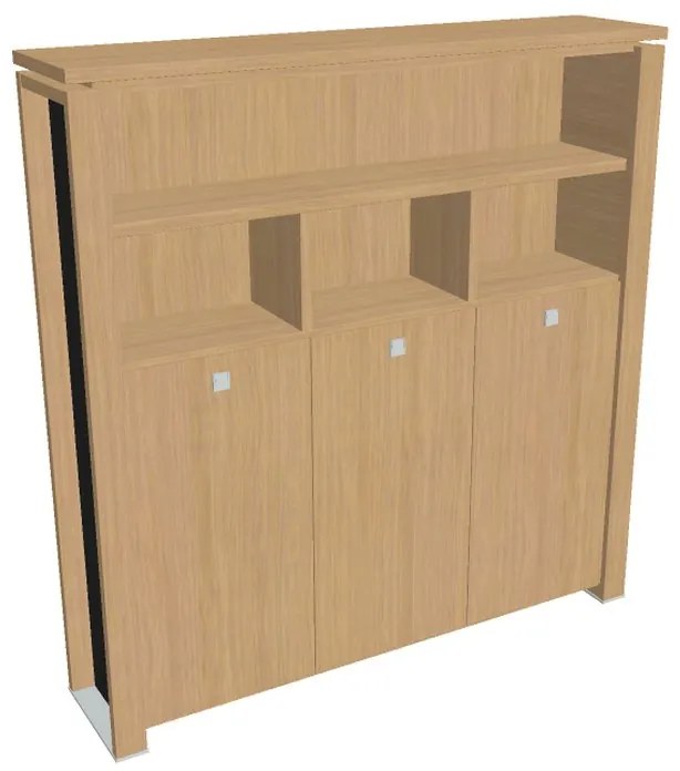 Dulap înalt pentru haine Verno+ S 200 x 46 x 210 cm, cu rafturi, stejar deschis / negru