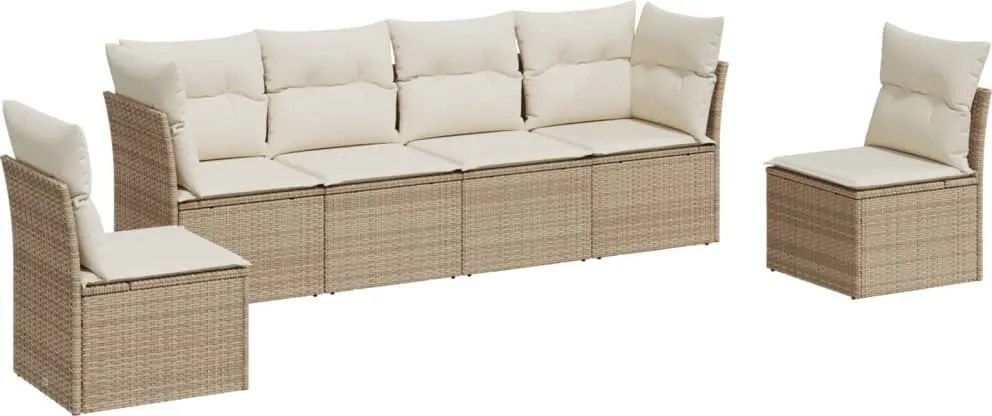 vidaXL Set canapele de grădină cu perne, 6 piese, bej, poliratan