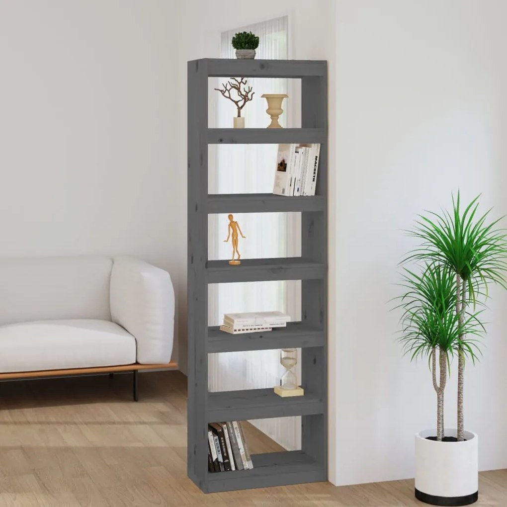 vidaXL Bibliotecă/Separator cameră gri 60x30x199,5 cm lemn masiv pin