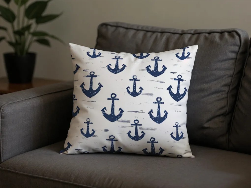 Fata de perna din policoton NAVYSTA POLY 45x45 cm, albastru-alb