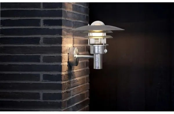 Nordlux LONSTRUP - Aplică de exterior cu senzor, 1x E27/60W/230V, IP44, argintie