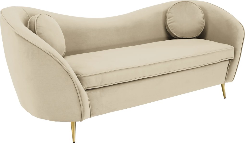Canapea cu 3 locuri de design, ţesătură Velvet bejgold crom auriu, EZIO TYP 3