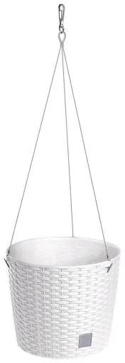 Ghiveci decorativ cu lant, alb, rotund, 25.6x21.9 cm, Rato WS