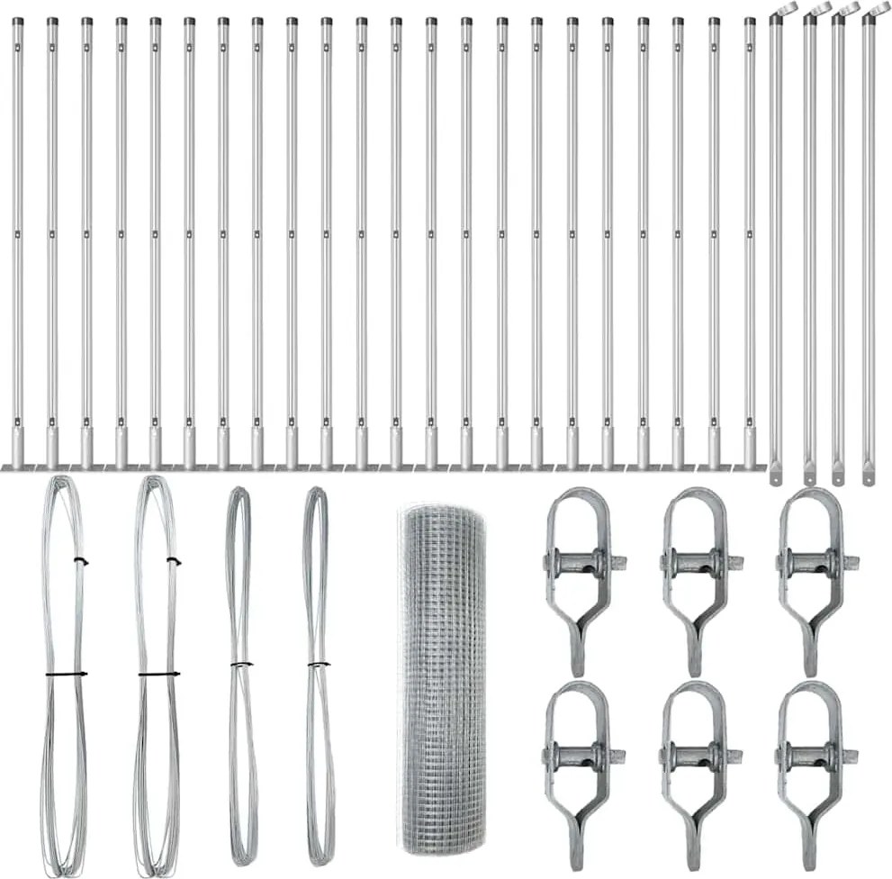 vidaXL Stâlp de gard. Argintiu 50 x 0,4 m (mesh de 19 x 19 mm) Oțel