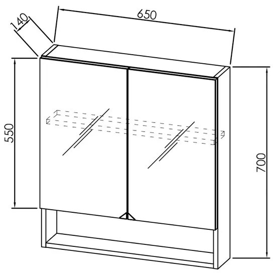 Dulap cu oglinda, Kolpasan, Evelin, 65x14x70cm, alb