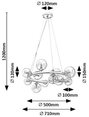 Lustră pe cablu Rabalux 71300 ASLOV 11xG9/28W/230V