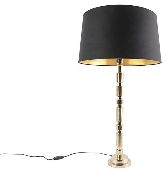 Lampă de masă Art Deco aurie cu nuanță de bumbac negru 45 cm - Torre