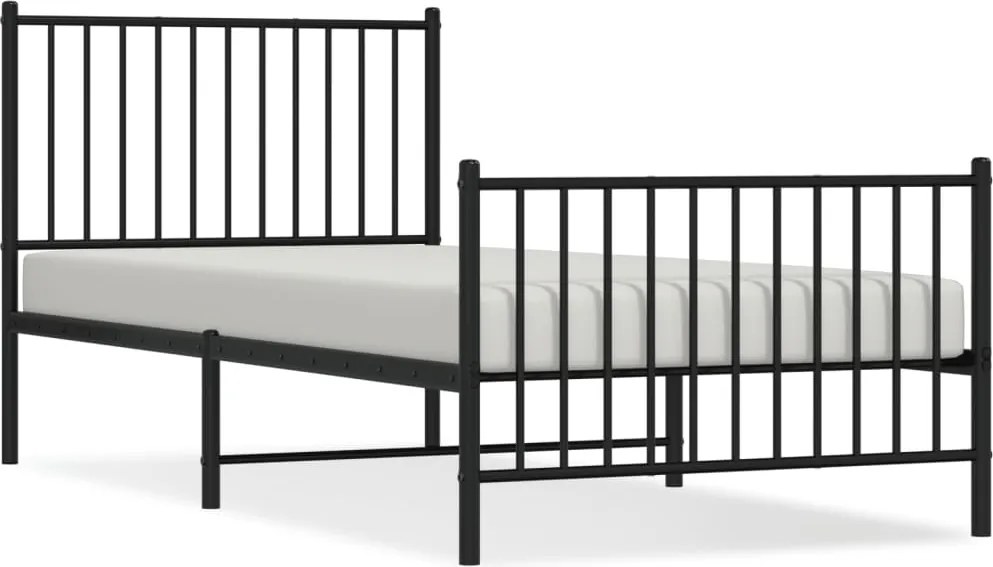 vidaXL Cadru pat metalic cu tăblii de cap/picioare, negru, 90x200 cm