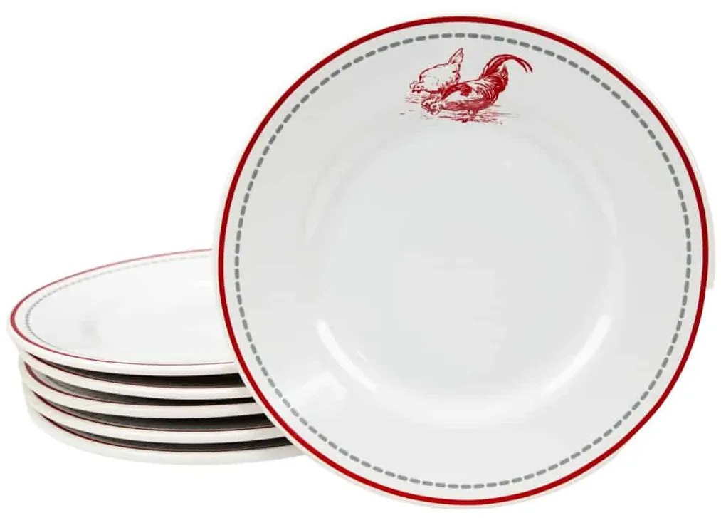 Set 6 farfurii desert Alb Pur decor cu Pasari, 20 cm