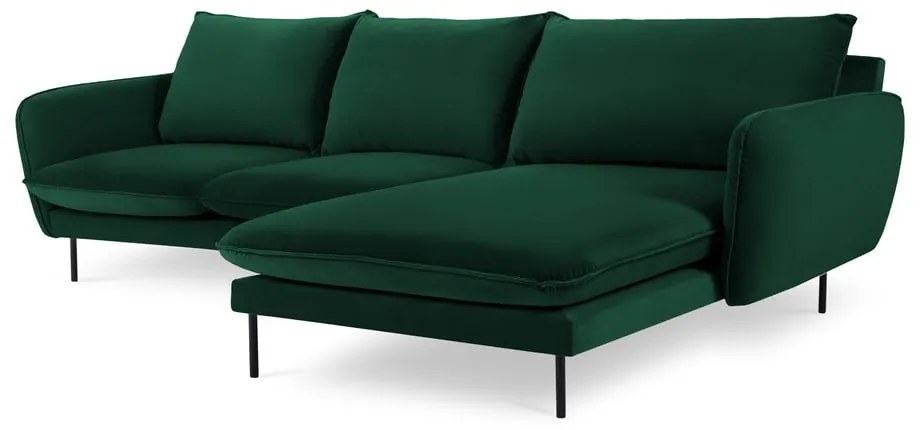 Colțar verde închis cu tapițerie din catifea (cu colțar pe partea dreaptă) Vienna – Cosmopolitan Design