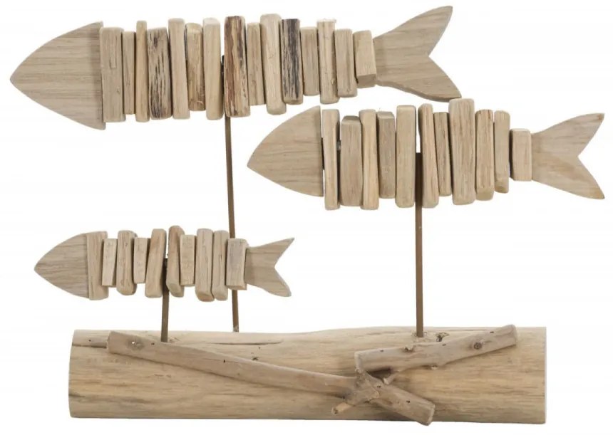 Statueta natur din lemn de tanoak, 37 x 10 x 24 cm, Fish Mauro Ferreti