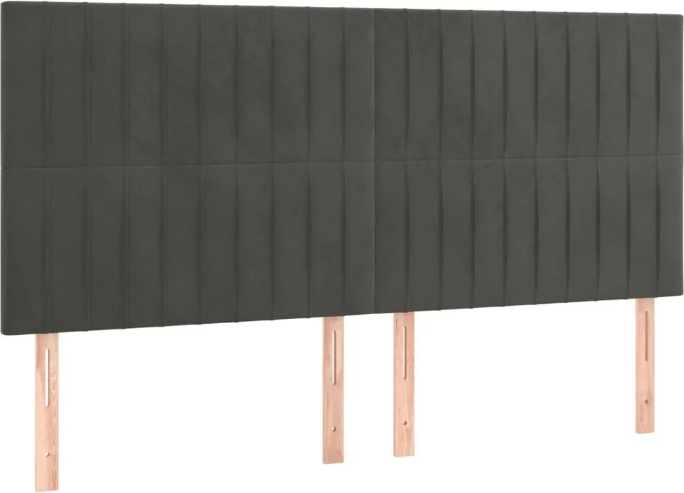 vidaXL Tăblie de pat gri închis 160x5x118/128 cm catifea