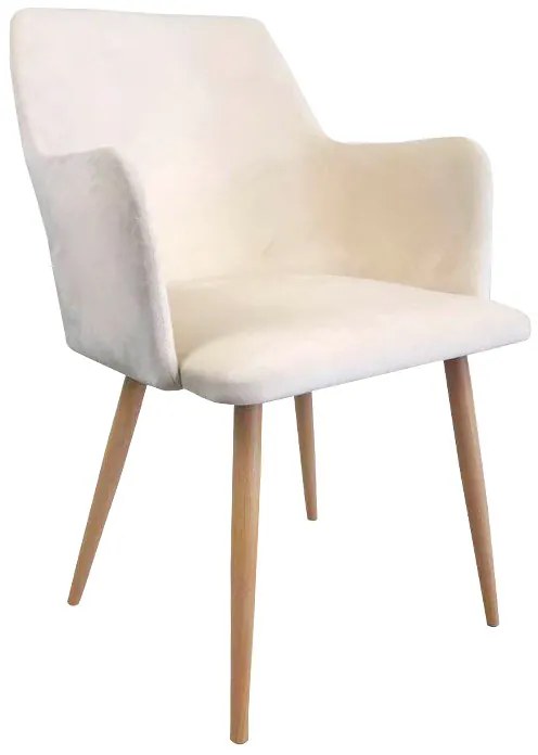 Scaun dining de tip fotoliu Sella, catifea, bej