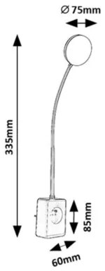 Rabalux 71283 - Lampă de perete LED dimmabilă TIVRO E 4W/230V cu port USB pentru priză, neagră