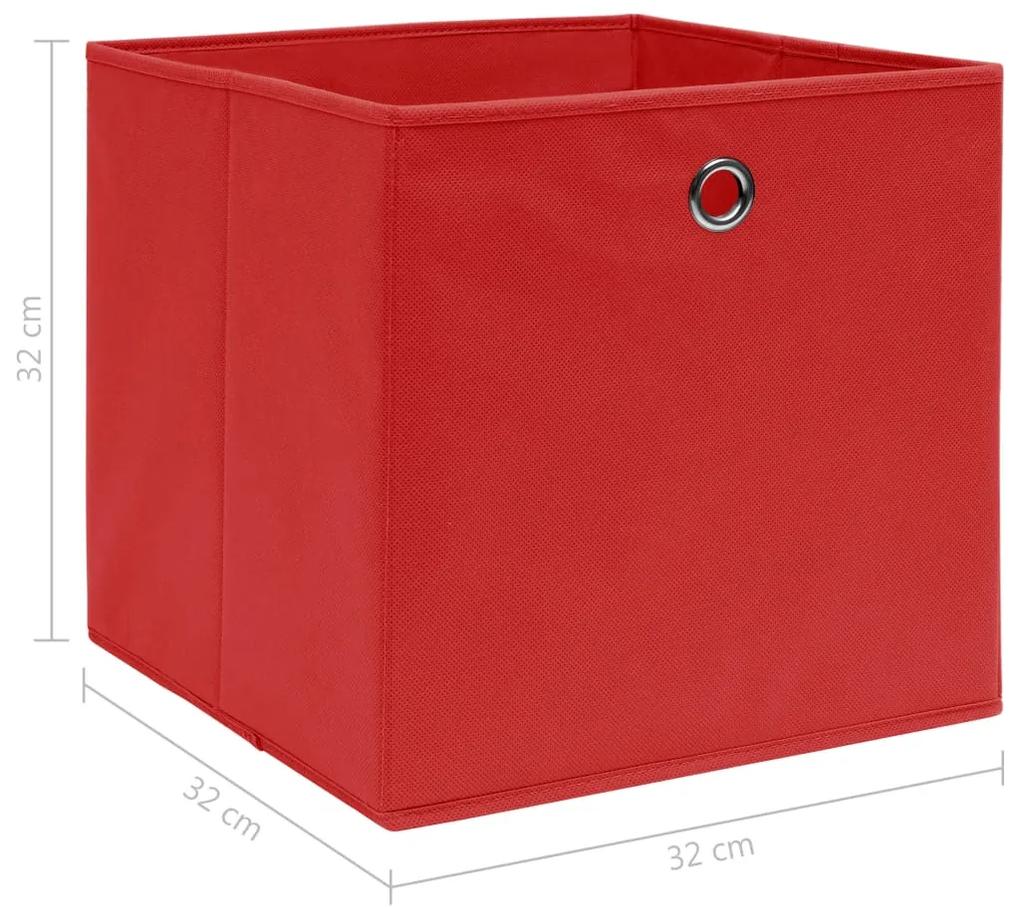 Cutii depozitare, 10 buc., rosu, 32x32x32 cm, textil Rosu fara capace, 10, 1, 10