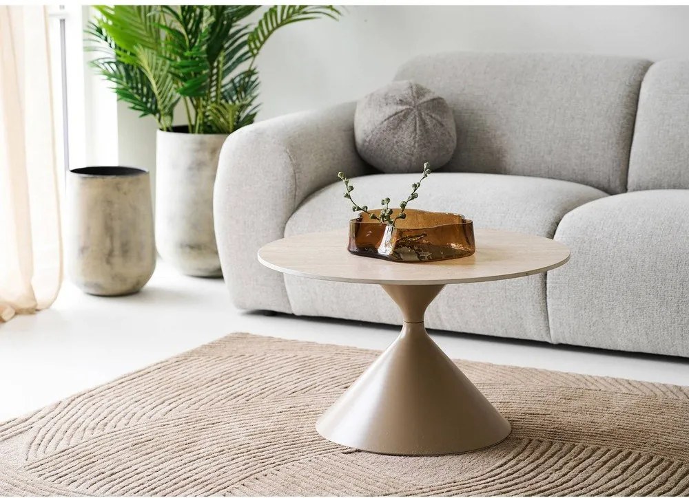 Măsuță de cafea bej rotundă cu blat ceramic ø 70 cm Annecy – House Nordic