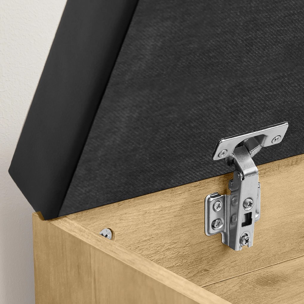 Suport incaltaminte cu banca si sezut negru din piele ecologica TAYLOR ARTISAN 80x30x44 cm