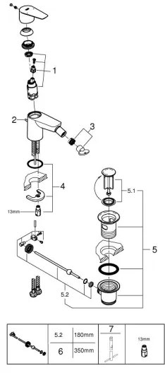 GROHE 23345001 - Baterie bideu START EDGE, crom lucios