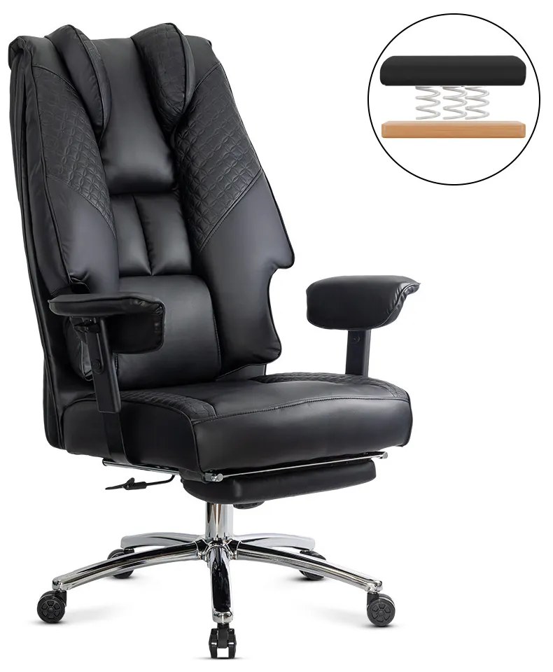 Scaun directorial negru din piele ecologica cu spatar rabatabil OFF 421