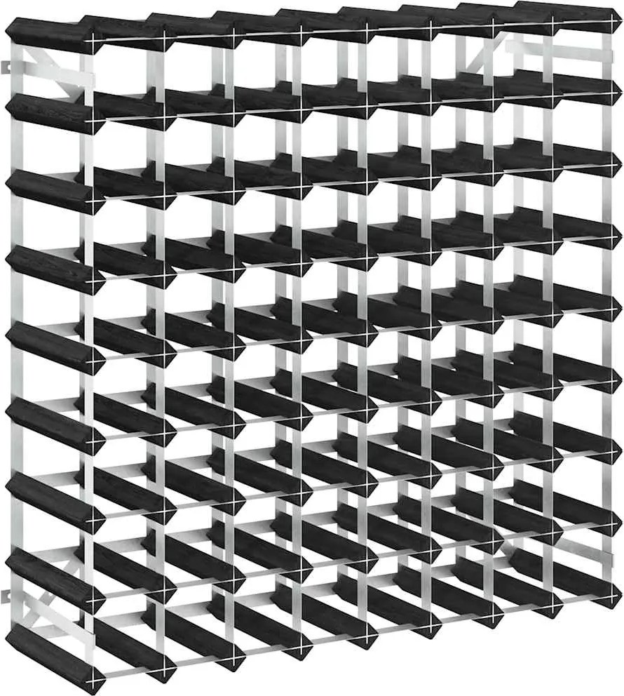 vidaXL Suport de vinuri, 72 sticle, negru, lemn masiv de pin