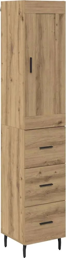 vidaXL Bufet Stejar Artizanal 34,5 x 34 x 180 cm Lemn compozit