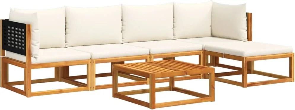 vidaXL Set canapele de grădină cu 6 piese și perne, lemn de salcâm și ratan