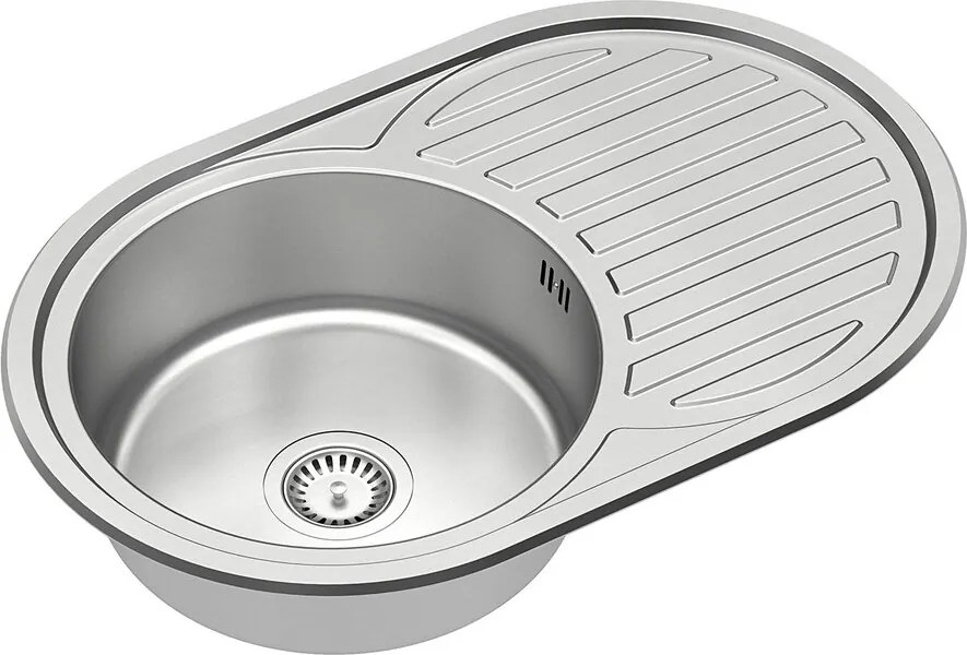 hiuveta inox Quadron Tom 211 cu o cuva fara picurator finisaj inox texturat 77x50 cm
