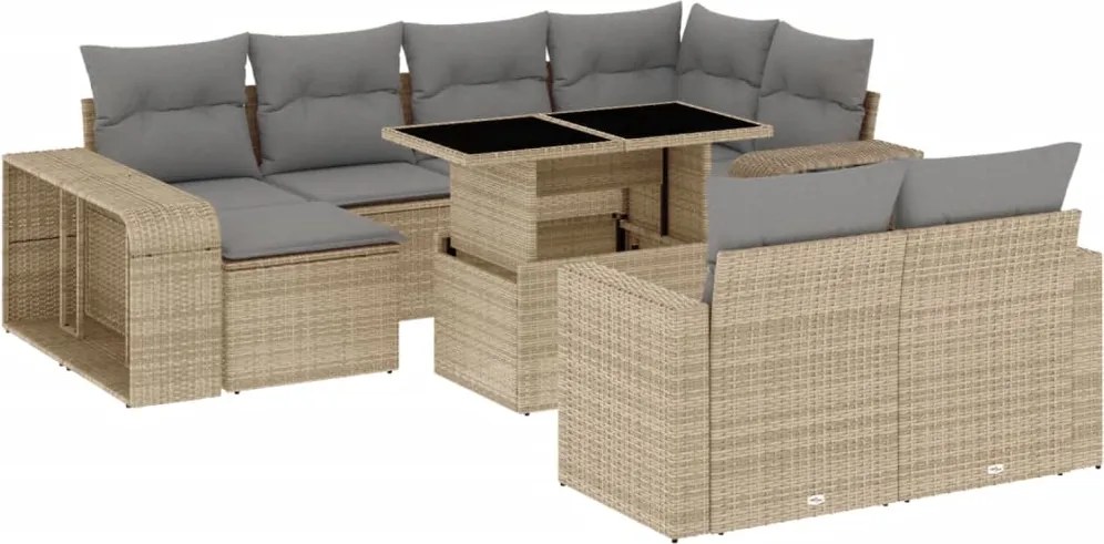 vidaXL Set canapele de grădină cu perne, 11 piese, bej, poliratan