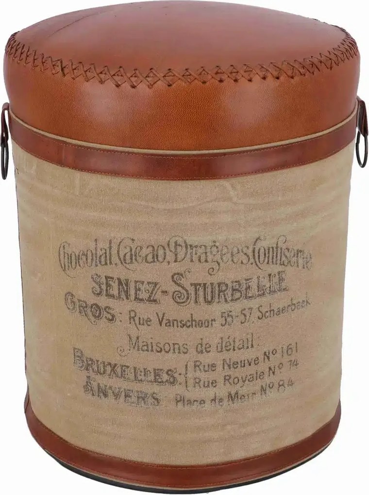 Taburet vintage tip butoi cu spatiu de depozitare – Chocolat Cacao Dragées