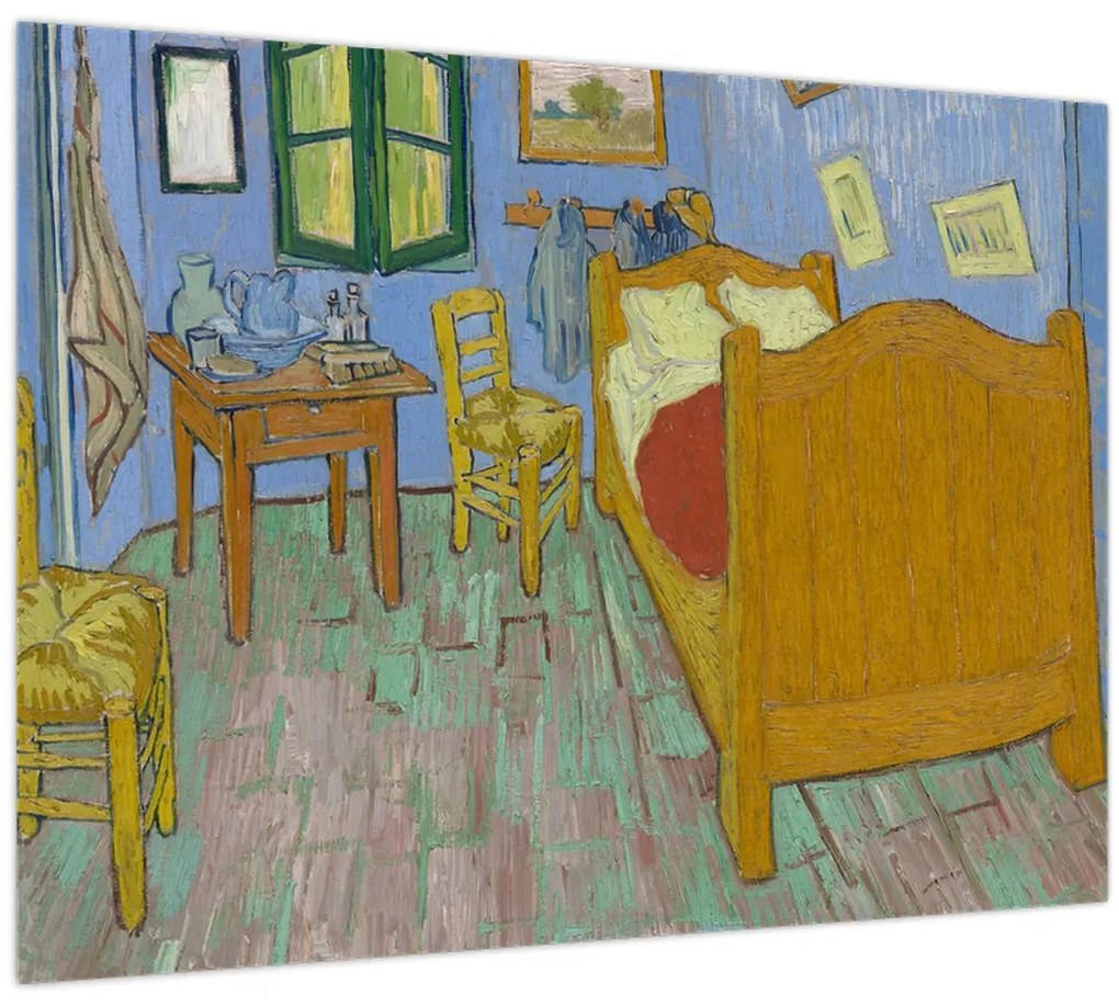 Tablou pe sticlă - Vincent van Gogh, The Bedroom, reproducere (70x50 cm)