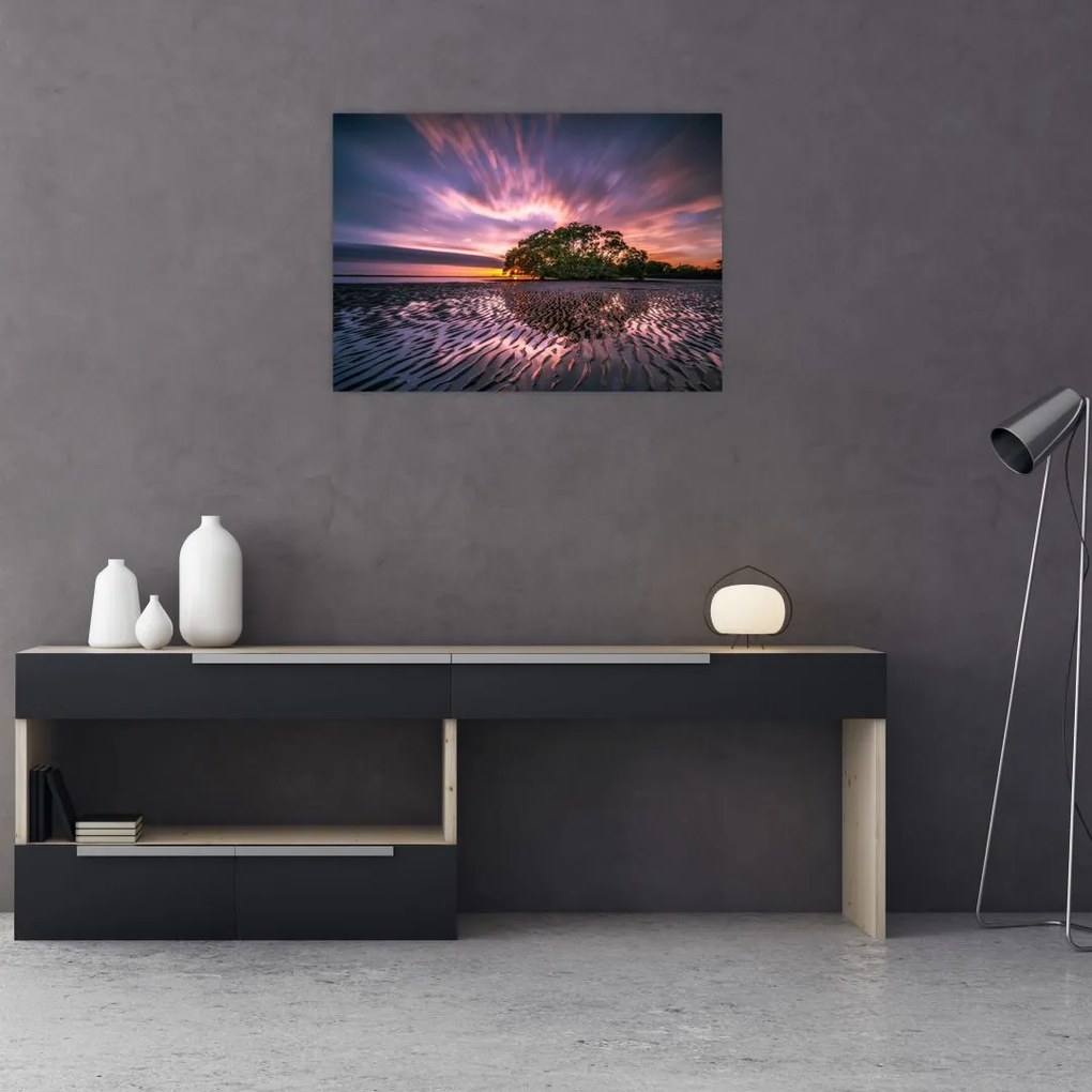 Tablou cu plajă în apus de soare (70x50 cm)