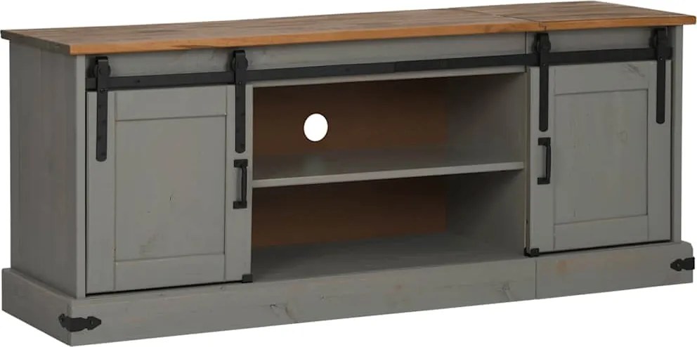 vidaXL Dulap TV HALDEN 2 usi glisante gri 150x40x60 cm lemn masiv